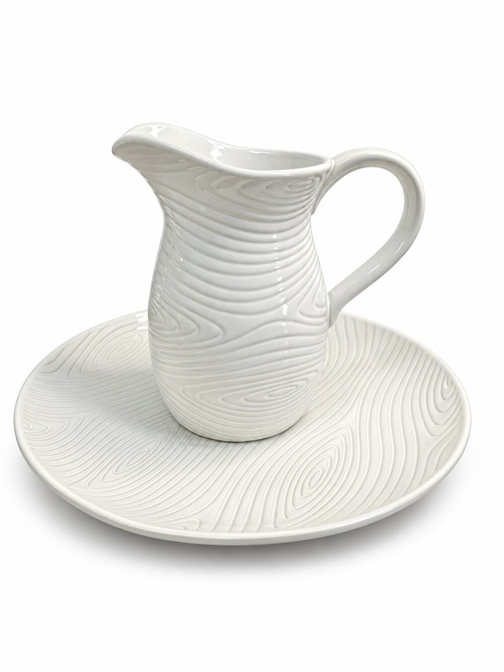 Temp-tations Woodland White 2 Qt Pitcher 14” Platter Set NEW IN BOX